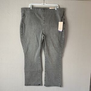 NYDJ Jean Womans 2X 20W-22W Gray Barnet Pull On Slim Bootcut Preppy Hippie